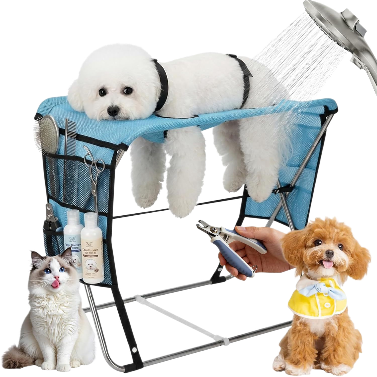 Sunflower Foldable Pet Grooming Bathing Stand for Small Dog & Cat