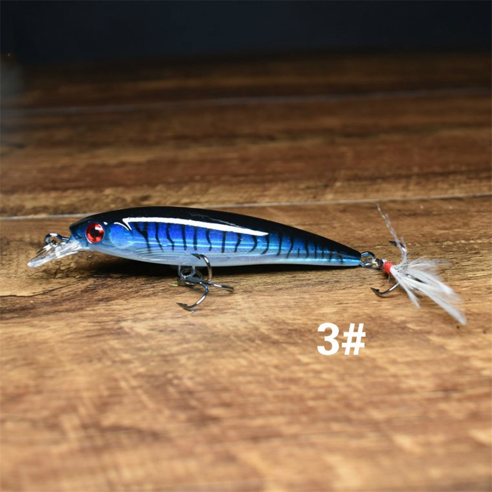 Sunflower Feather Tail Laser Minnow Lure 9cm 7g Floating Hard Bait thumb 3