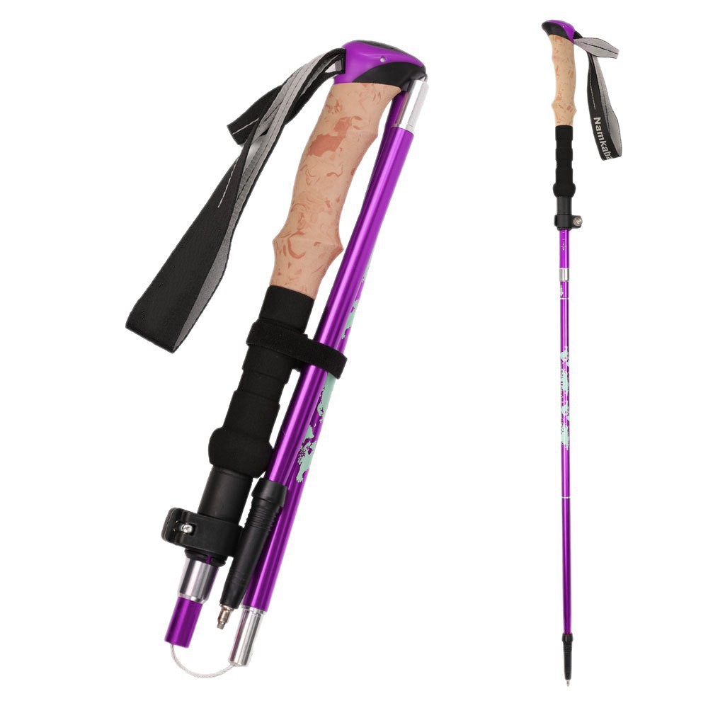 Sunflower 5-Section Folding Aluminum Trekking Pole, Shock Absorption Hiking Stick