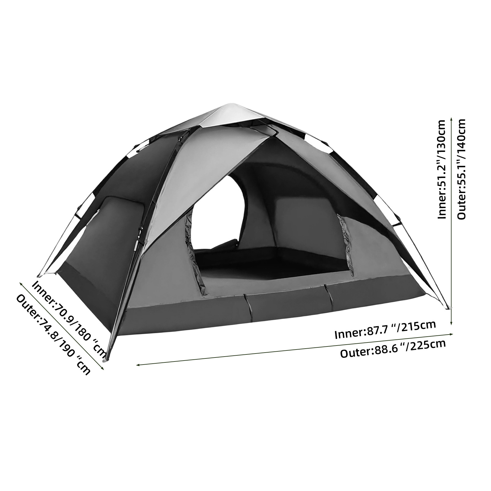 Sunflower Automatic Double Layer Camping Tent, Rainproof Sun Protection 3-5 Person Pop Up Outdoor Tent thumb 6