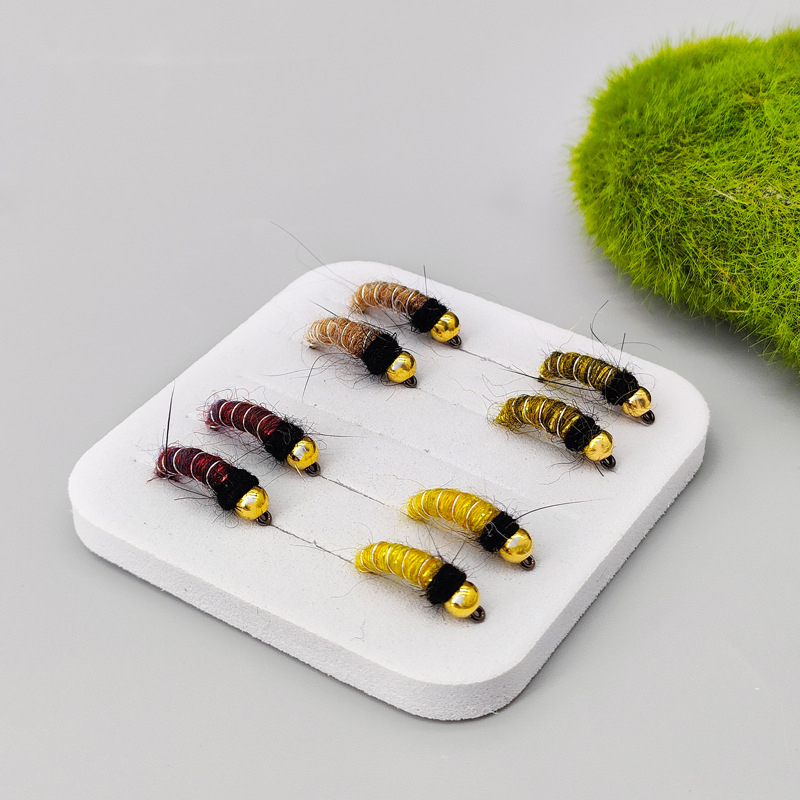 Sunflower Stone Caddis Nymph Fly Fishing Flies, Artificial Bait Lure for Trout, Bass, Brook Fishing thumb 7