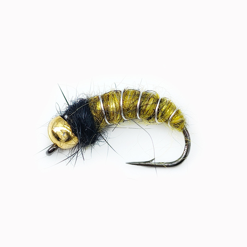 Sunflower Stone Caddis Nymph Fly Fishing Flies, Artificial Bait Lure for Trout, Bass, Brook Fishing thumb 2