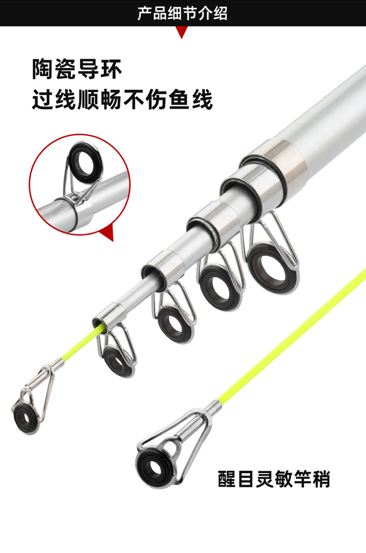 Sunflower Telescopic Fiberglass Sea Rod, Heavy Duty Hard Casting Fishing Rod 2.1m~3.6m thumb 7