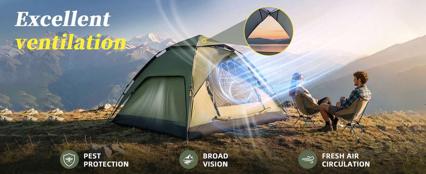 Sunflower Automatic Double Layer Camping Tent, Rainproof Sun Protection 3-5 Person Pop Up Outdoor Tent thumb 10