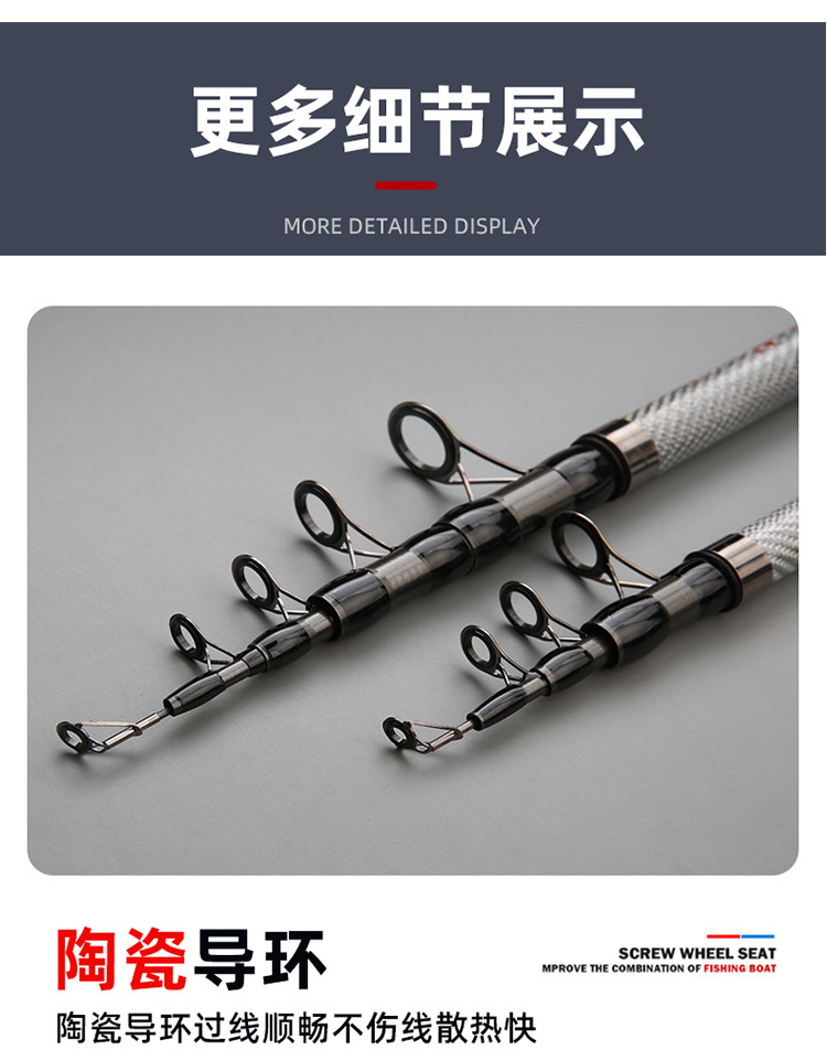 Sunflower Telescopic Sea Fishing Rod, Fiberglass Hard Power Casting Rod 2.1m~3.9m thumb 3