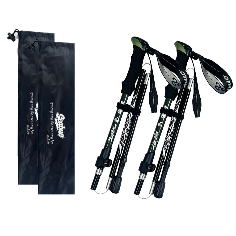 Sunflower Aluminum Alloy Folding Trekking Pole Set, Cork Grip Hiking Walking Stick thumb 11