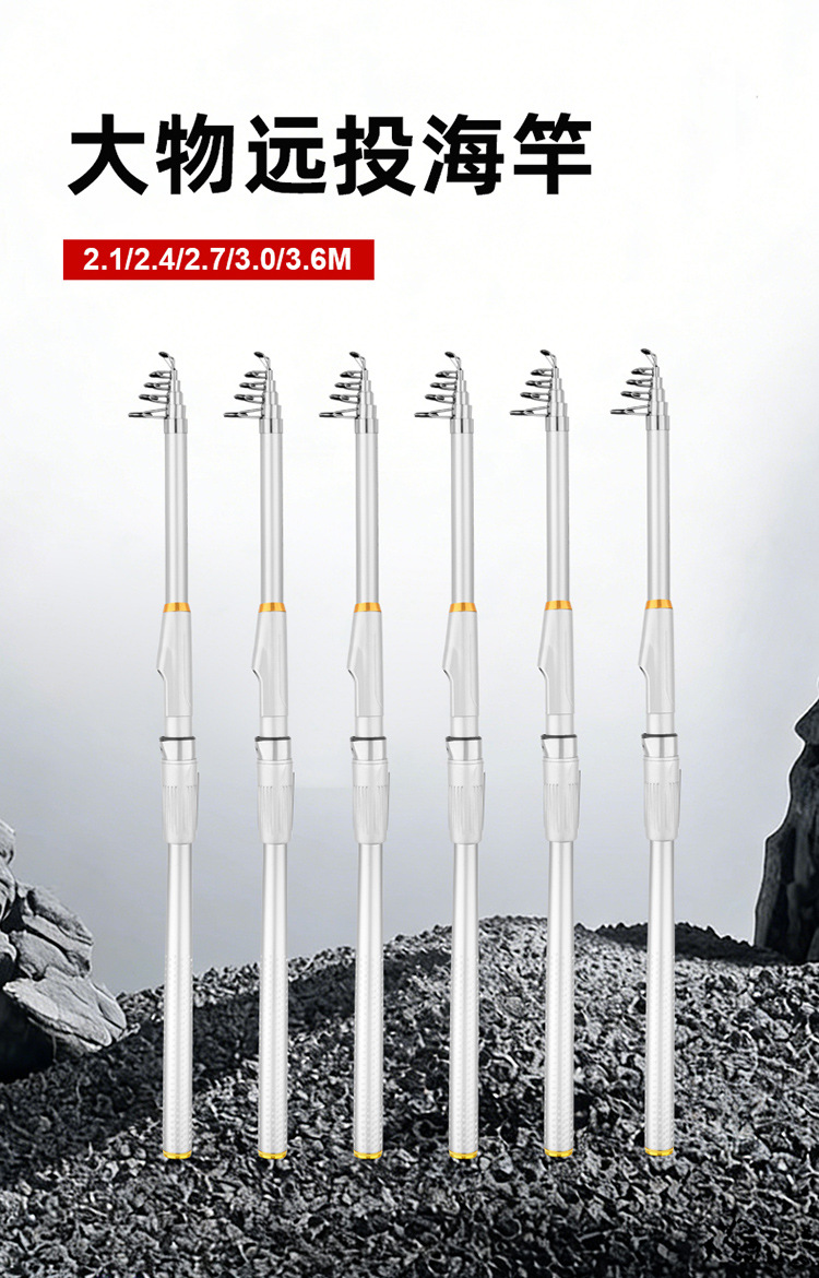 Sunflower Telescopic Fiberglass Sea Rod, Heavy Duty Hard Casting Fishing Rod 2.1m~3.6m thumb 5