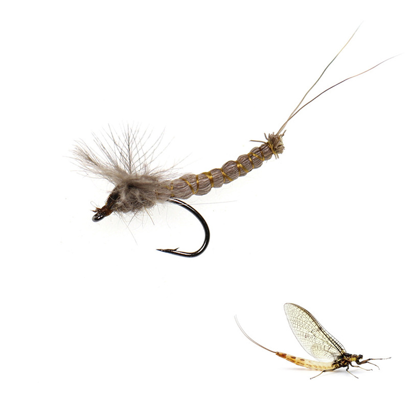 Sunflower CDC Mayfly Dry Fly Fishing Flies, Artificial Mayfly Lure for Trout & Brook Fly Fishing
