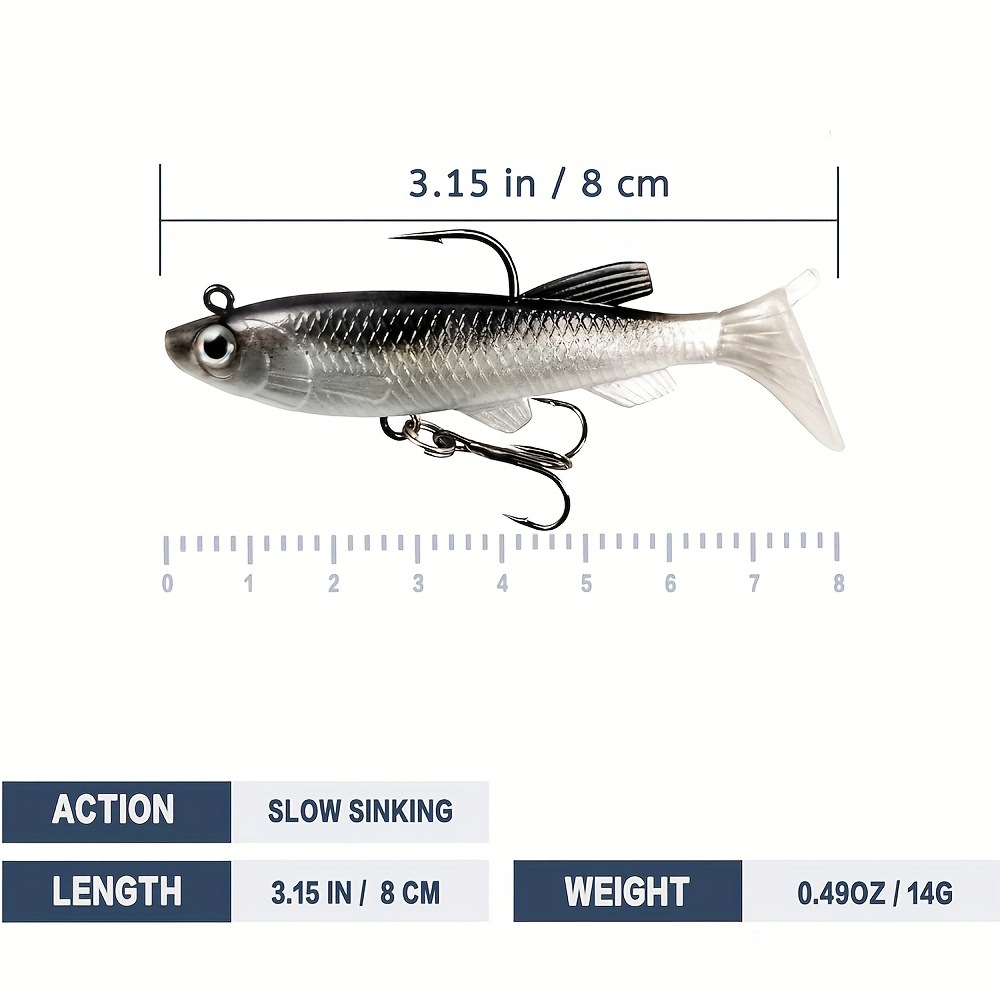 Soft T-Tail Swimbait Lead Jig Lure 8cm 14g Artificial Fishing Bait For Bass thumb 2