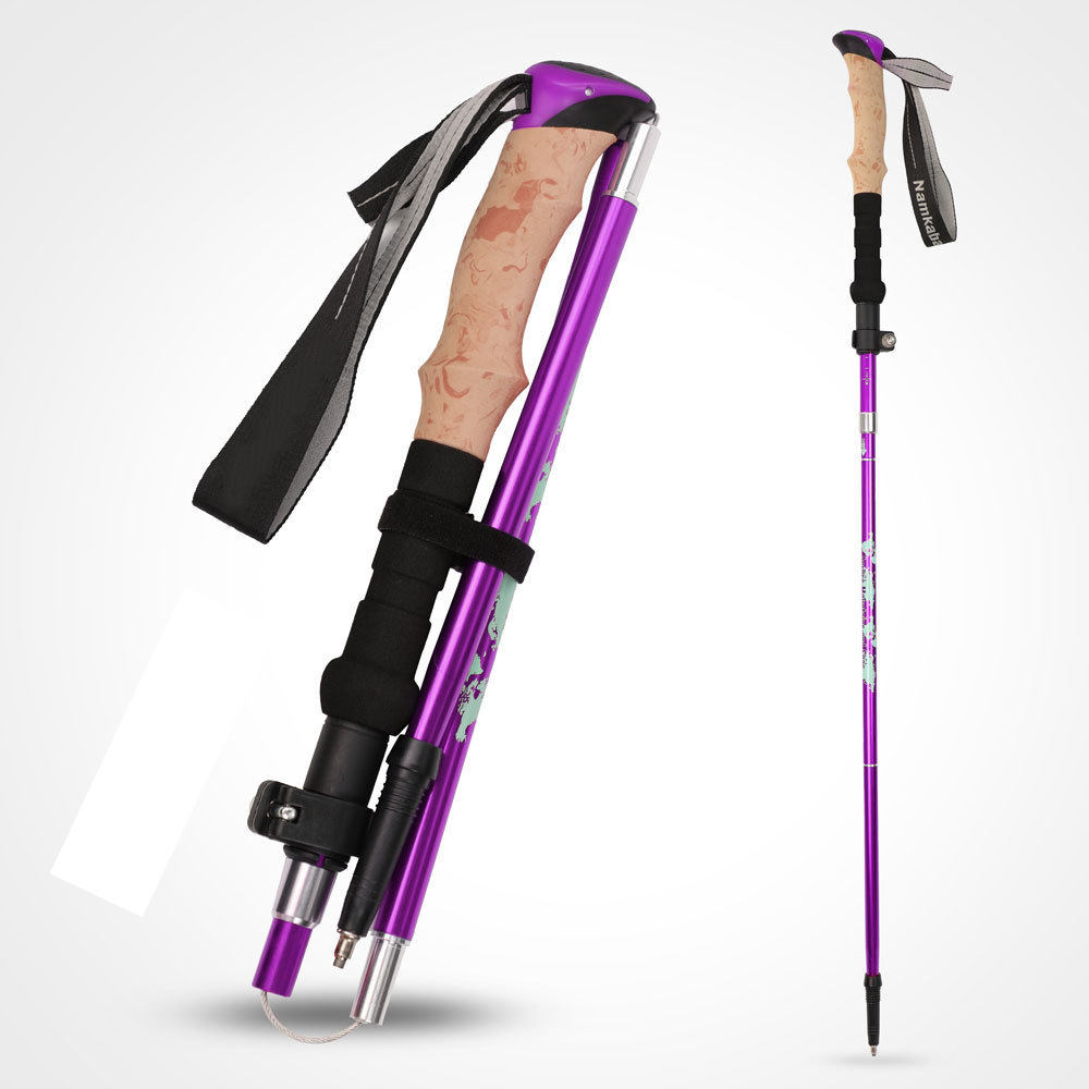 Sunflower Aluminum Alloy Folding Trekking Pole Set, Cork Grip Hiking Walking Stick thumb 2