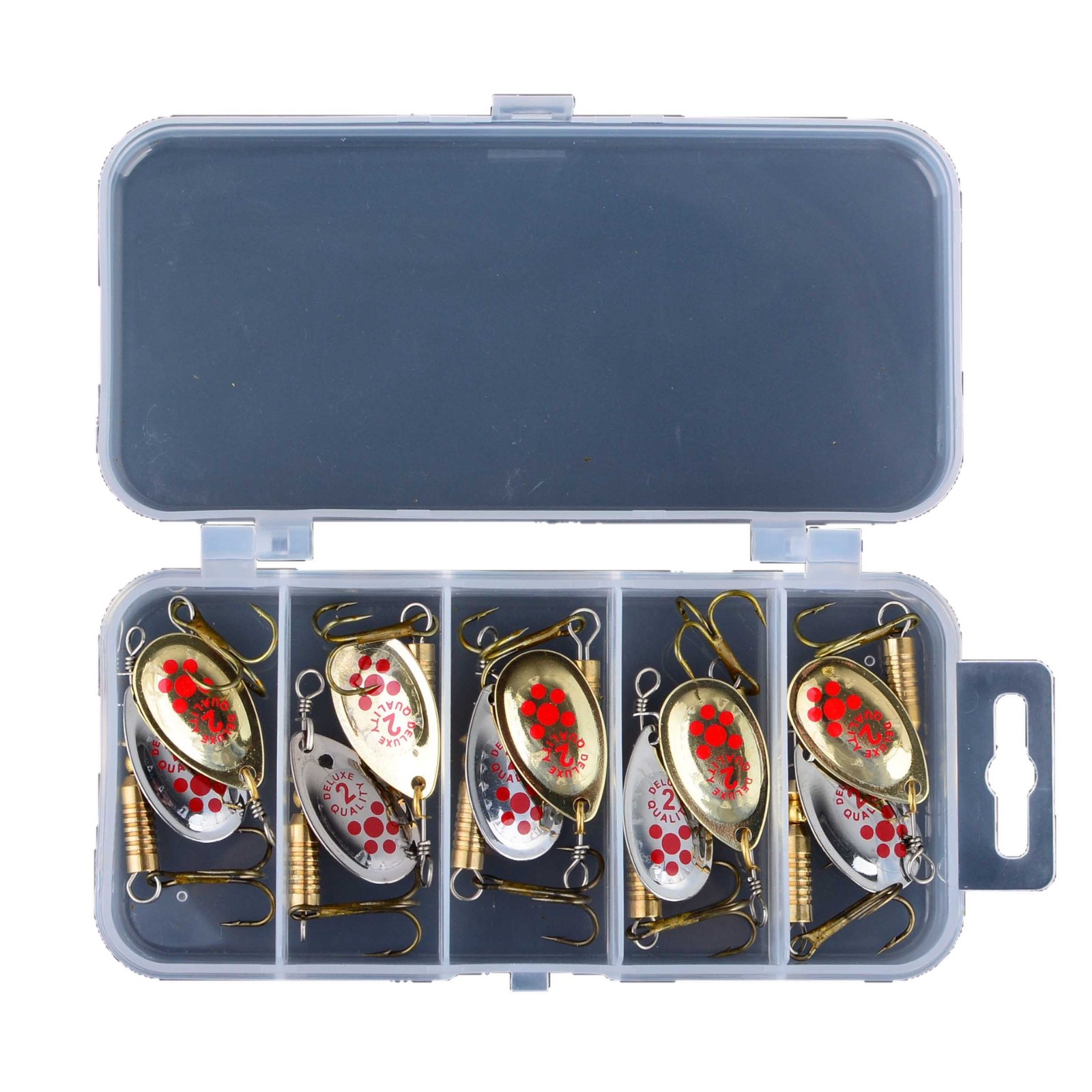 Sunflower Spinner Spoon Lure Kit 10 Pieces Metal Spinning Lures With Treble Hooks For Bass & Culter Fishing thumb 4