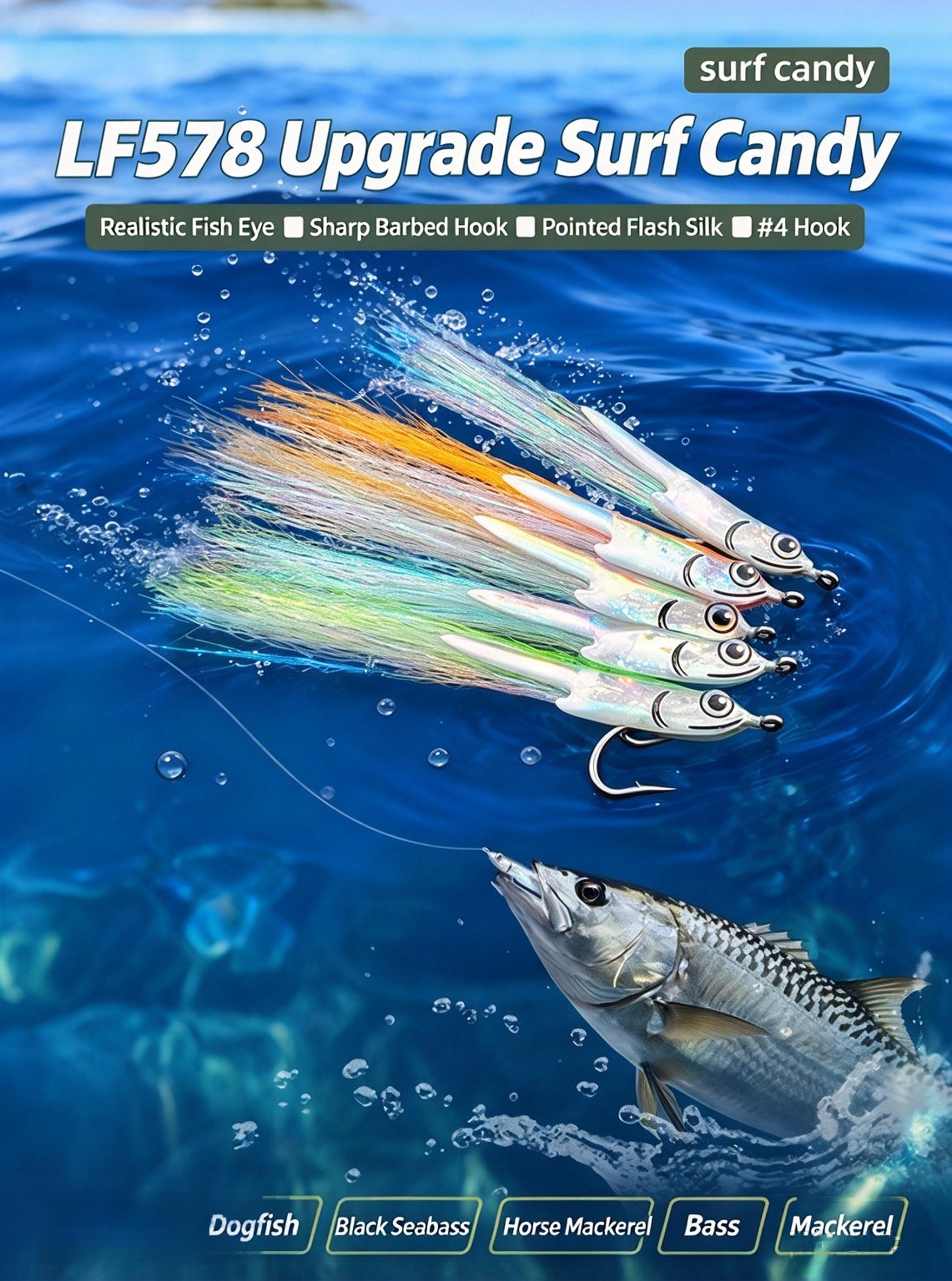 Sunflower Surge Candy Bucktail Jig Lure, Hand Tied 4# Hook Saltwater Fishing Bait for Tarpon, Pike thumb 8