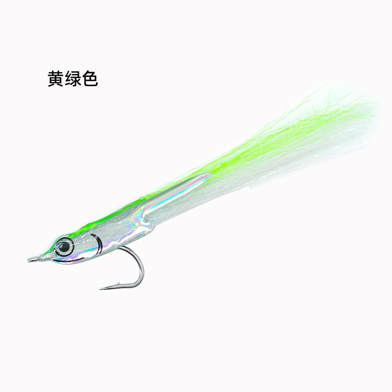 Sunflower Surge Candy Bucktail Jig Lure, Hand Tied 4# Hook Saltwater Fishing Bait for Tarpon, Pike thumb 15