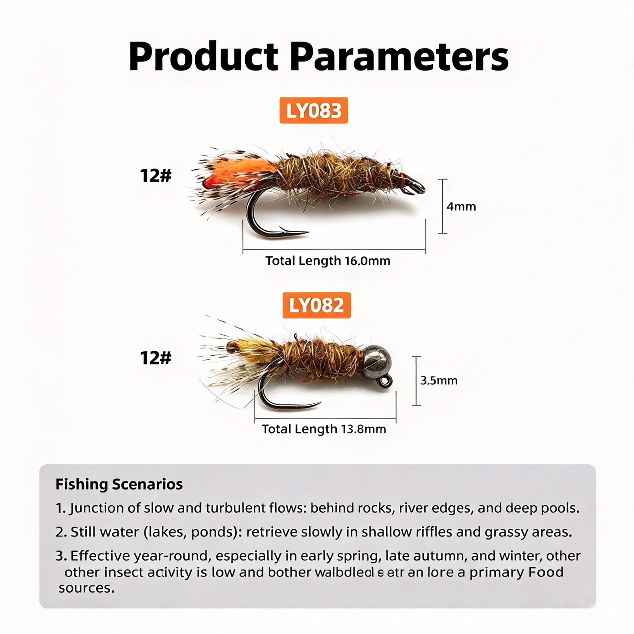 Sunflower CDC Midge Nymph Fly Fishing Flies, Bead‑Head Sinking Artificial Nymph Lure for Minnow, Trout, White Bass Freshwater Fly Fishing thumb 8
