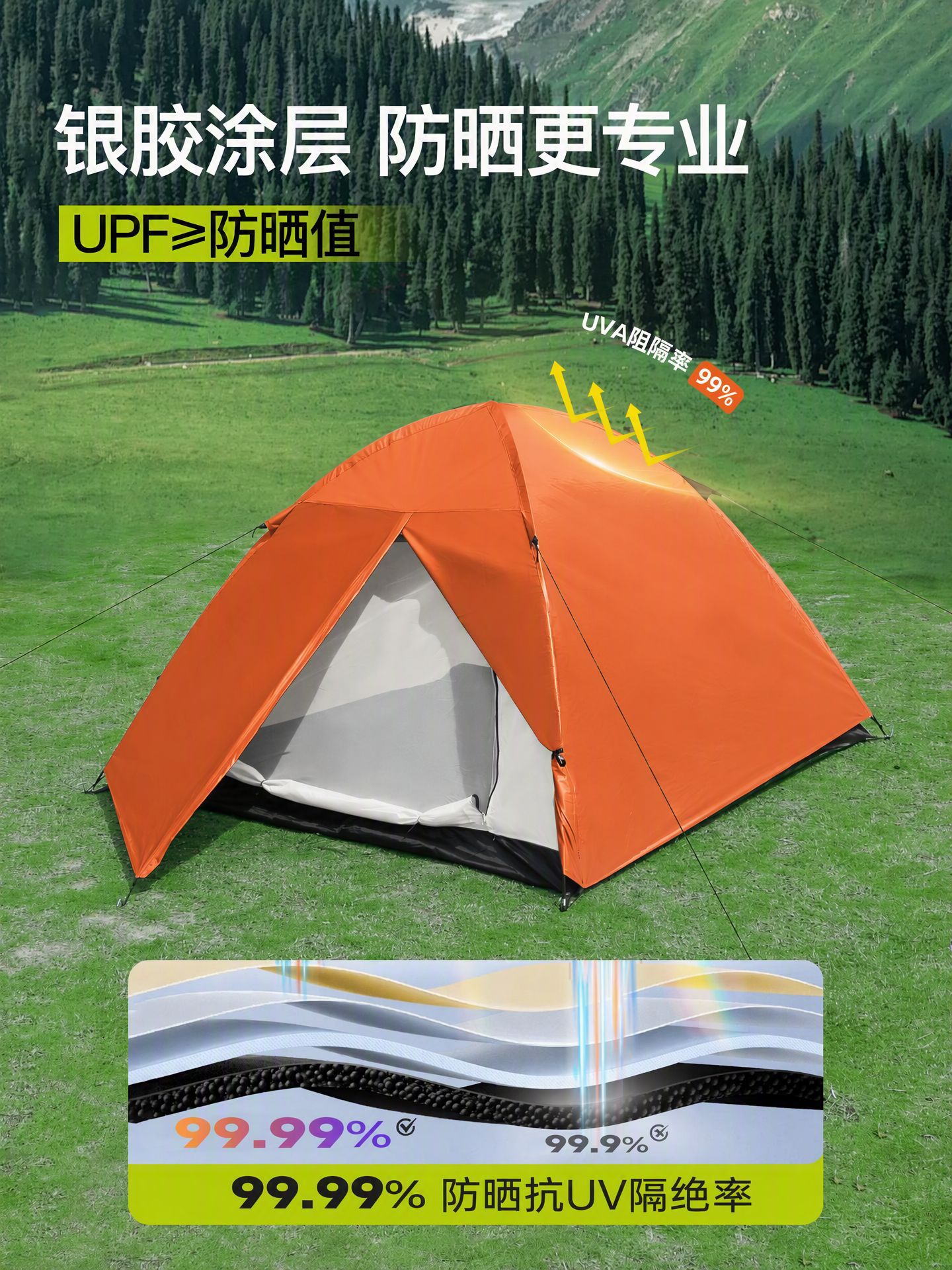 Sunflower Double Layer Hand Build Camping Tent 3-5 Person thumb 3